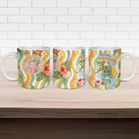 Hawaii Aloha Academy Back To School Ceramic Mug Sea Turtle Tropical Hibiscus Flowers Retro Psychedelic