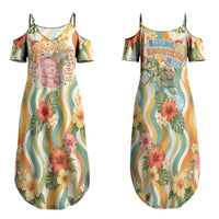 Hawaii Aloha Academy Back To School Couples Matching Summer Maxi Dress and Hawaiian Shirt Sea Turtle Tropical Hibiscus Flowers Retro Psychedelic