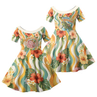 Hawaii Aloha Academy Back To School Family Matching Summer Maxi Dress and Hawaiian Shirt Sea Turtle Tropical Hibiscus Flowers Retro Psychedelic
