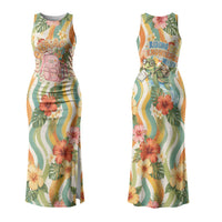 Hawaii Aloha Academy Back To School Family Matching Tank Maxi Dress and Hawaiian Shirt Sea Turtle Tropical Hibiscus Flowers Retro Psychedelic