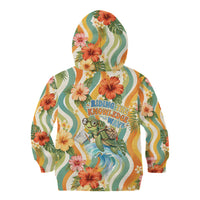 Hawaii Aloha Academy Back To School Kid Hoodie Sea Turtle Tropical Hibiscus Flowers Retro Psychedelic