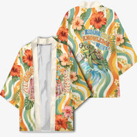 Hawaii Aloha Academy Back To School Kimono Sea Turtle Tropical Hibiscus Flowers Retro Psychedelic