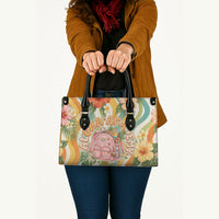 Hawaii Aloha Academy Back To School Leather Bag Sea Turtle Tropical Hibiscus Flowers Retro Psychedelic