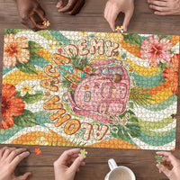 Hawaii Aloha Academy Back To School Puzzle Sea Turtle Tropical Hibiscus Flowers Retro Psychedelic