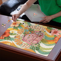 Hawaii Aloha Academy Back To School Puzzle Sea Turtle Tropical Hibiscus Flowers Retro Psychedelic