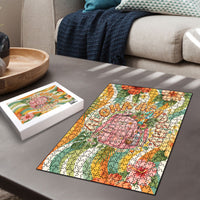 Hawaii Aloha Academy Back To School Puzzle Sea Turtle Tropical Hibiscus Flowers Retro Psychedelic