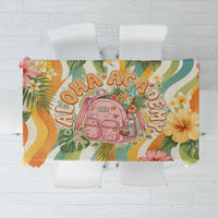 Hawaii Aloha Academy Back To School Tablecloth Sea Turtle Tropical Hibiscus Flowers Retro Psychedelic