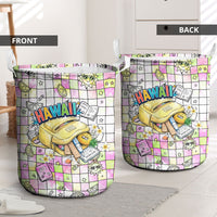 Hawaii Cruising Back To School Laundry Basket Grid Pattern With School Bag And Vintage Surf Van