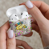 Hawaii Cruising Back To School AirPods Case Grid Pattern With School Bag And Vintage Surf Van