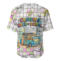 Hawaii Cruising Back To School Baseball Jersey Grid Pattern With School Bag And Vintage Surf Van