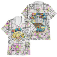 Hawaii Cruising Back To School Family Matching Puletasi and Hawaiian Shirt Grid Pattern With School Bag And Vintage Surf Van