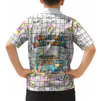Hawaii Cruising Back To School Hawaiian Shirt Grid Pattern With School Bag And Vintage Surf Van