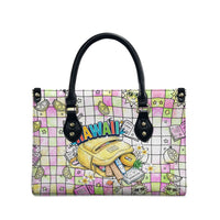 Hawaii Cruising Back To School Leather Bag Grid Pattern With School Bag And Vintage Surf Van