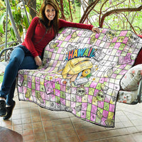 Hawaii Cruising Back To School Quilt Grid Pattern With School Bag And Vintage Surf Van