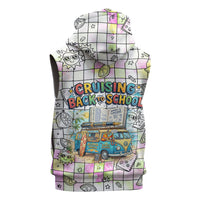 Hawaii Cruising Back To School Sleeveless Hoodie Grid Pattern With School Bag And Vintage Surf Van