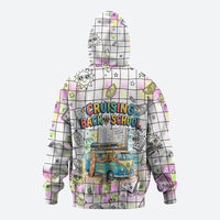 Hawaii Cruising Back To School Zip Hoodie Grid Pattern With School Bag And Vintage Surf Van