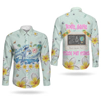 Personalized Hawaii Back To School Dolphin Couples Matching Off Shoulder Maxi Dress and Long Sleeve Button Shirt Grid Notebook Background With Dolphin Mascot And Plumeria Flowers TS04 - Polynesian Pride