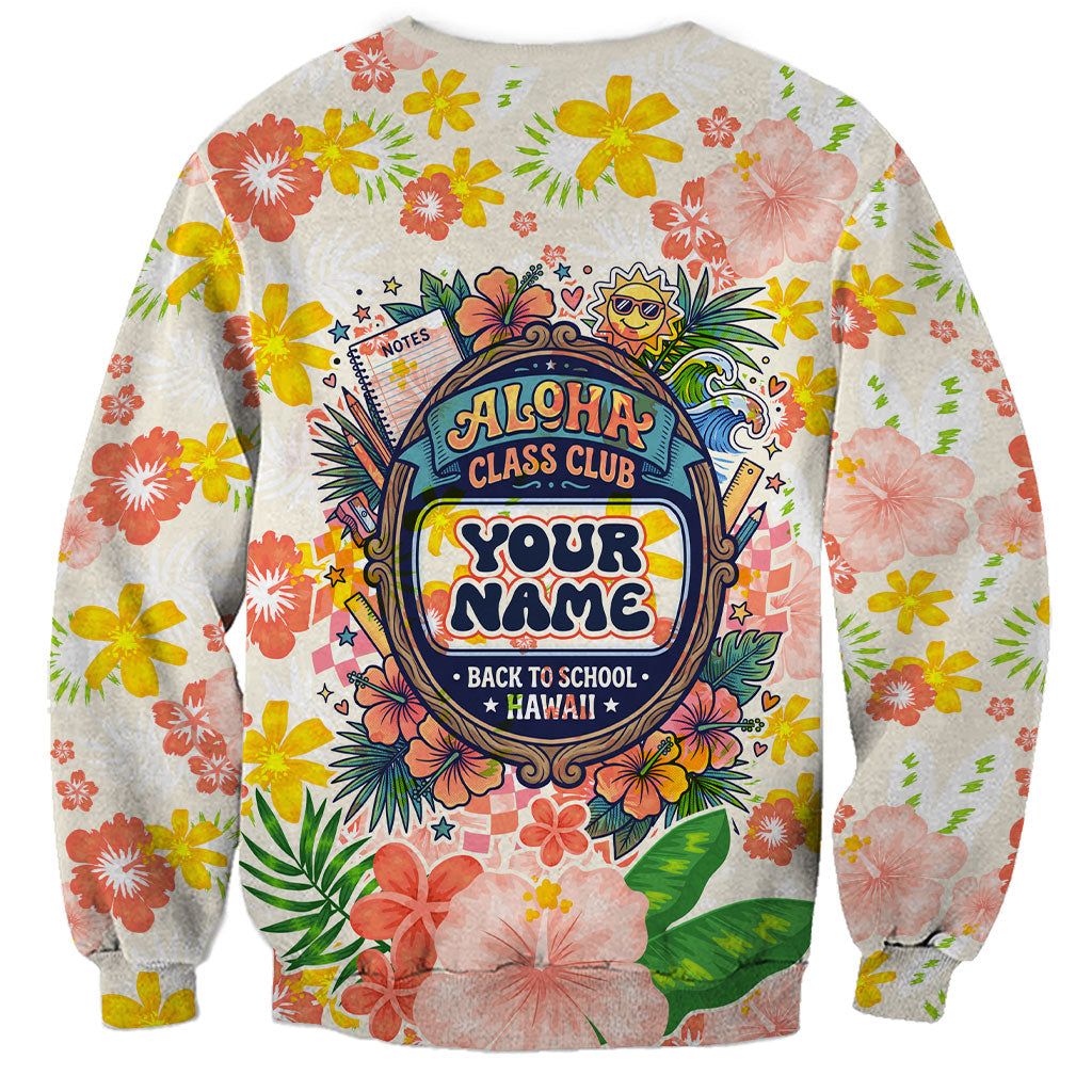 Personalized Hawaii School Club Back To Class Sweatshirt Retro Tropical Hibiscus Pattern With Open Notebook TS04 - Polynesian Pride