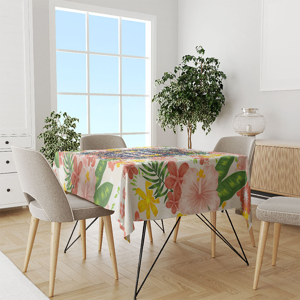 Personalized Hawaii School Club Back To Class Tablecloth Retro Tropical Hibiscus Pattern With Open Notebook TS04 - Polynesian Pride