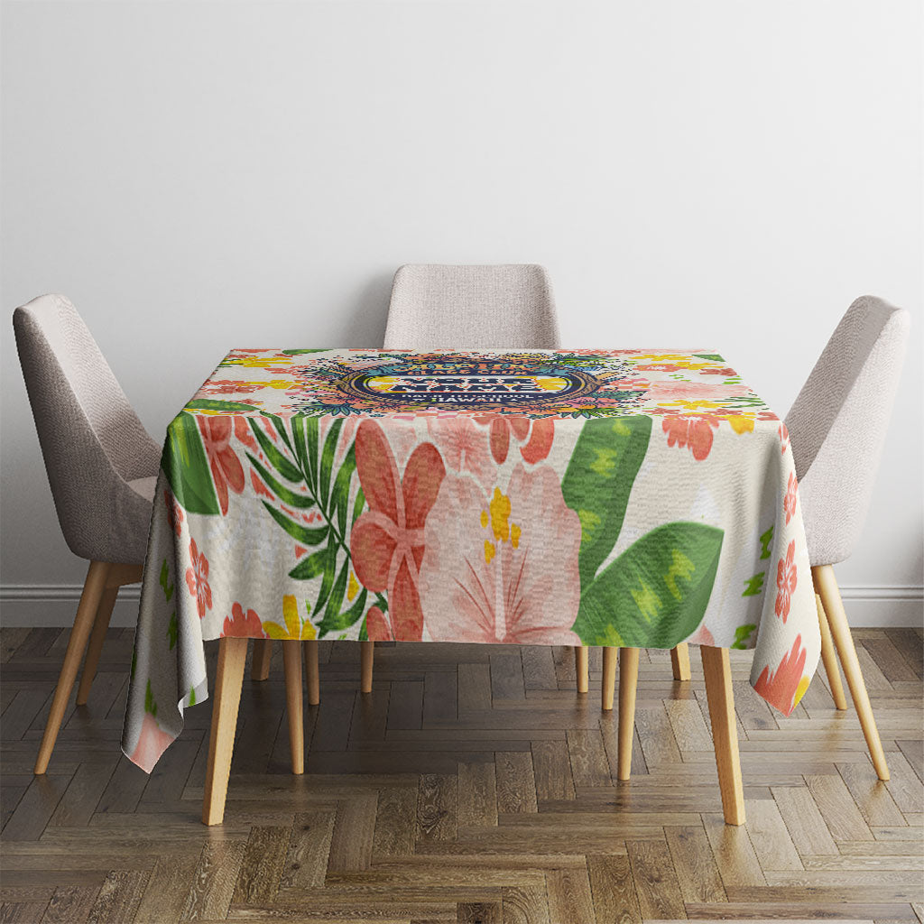 Personalized Hawaii School Club Back To Class Tablecloth Retro Tropical Hibiscus Pattern With Open Notebook TS04 - Polynesian Pride