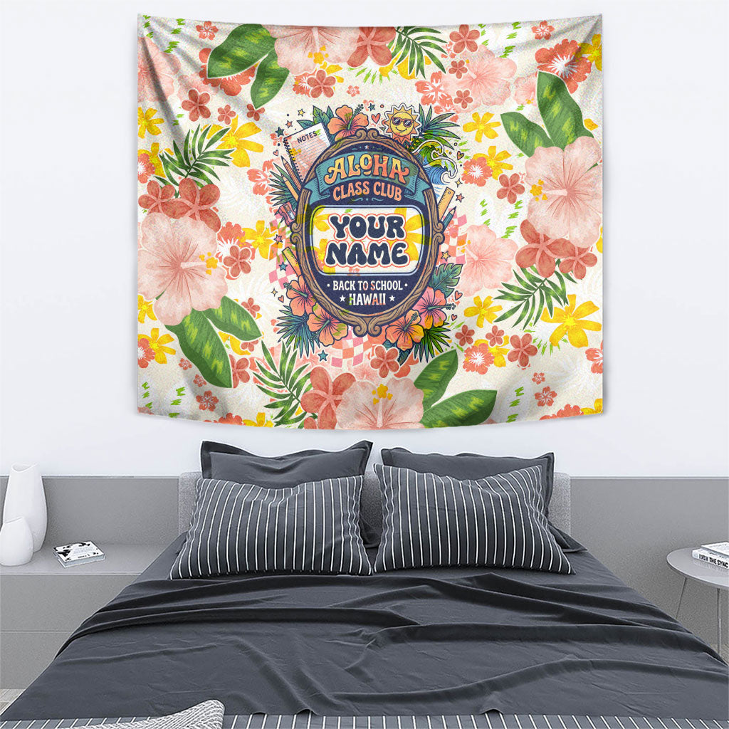 Personalized Hawaii School Club Back To Class Tapestry Retro Tropical Hibiscus Pattern With Open Notebook TS04 - Polynesian Pride
