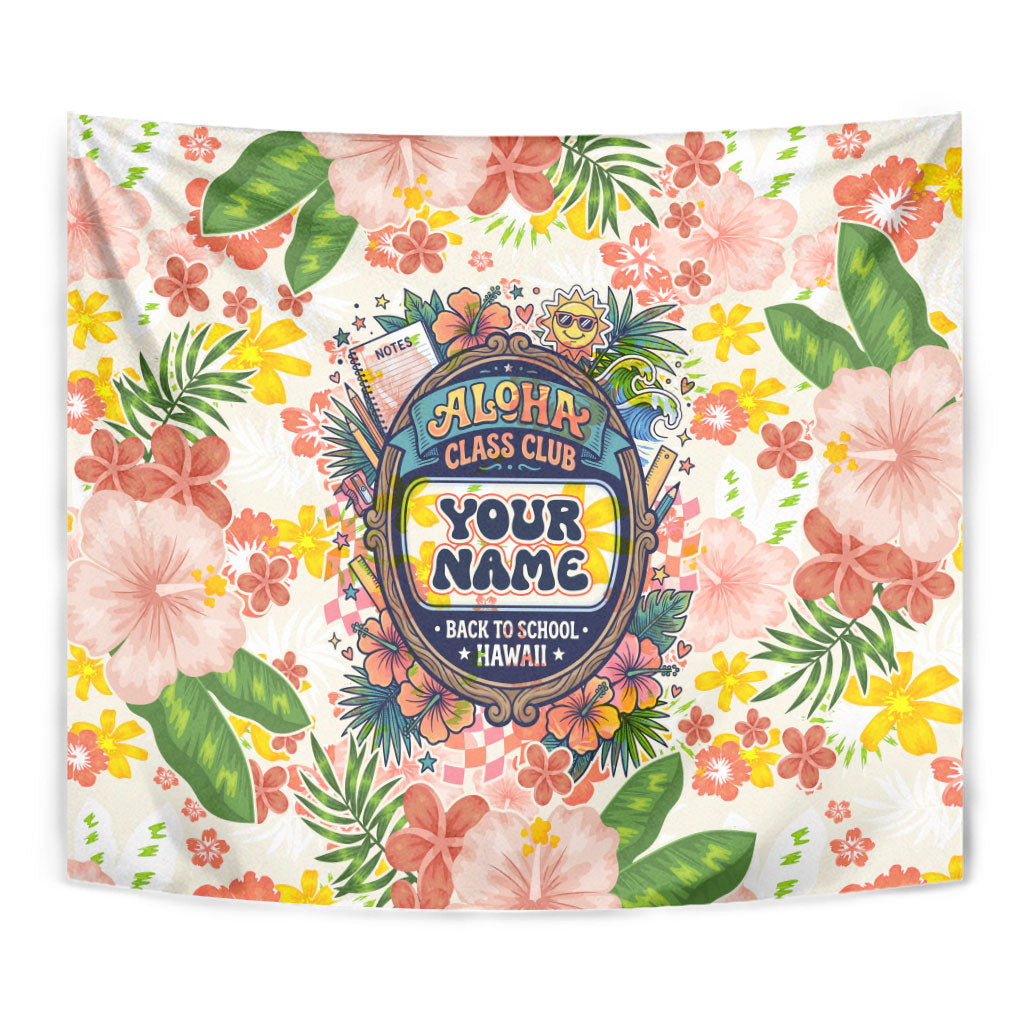 Personalized Hawaii School Club Back To Class Tapestry Retro Tropical Hibiscus Pattern With Open Notebook TS04 - Polynesian Pride