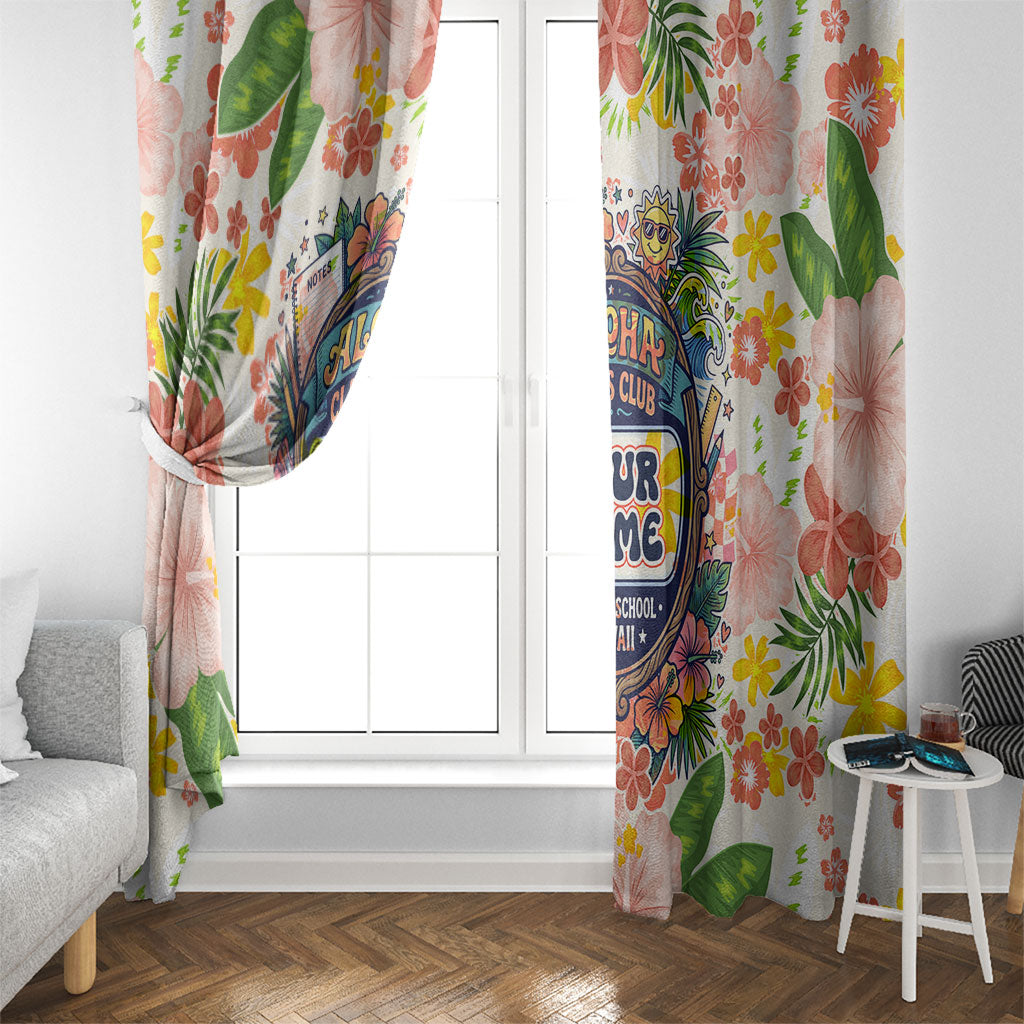 Personalized Hawaii School Club Back To Class Window Curtain Retro Tropical Hibiscus Pattern With Open Notebook TS04 - Polynesian Pride