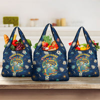 Personalized Hawaii Back To School Aloha Learning Grocery Bag Retro Rainbow open Notebook with Pineapple and Hibiscus Flowers TS04 3-pack One Size Blue - Polynesian Pride