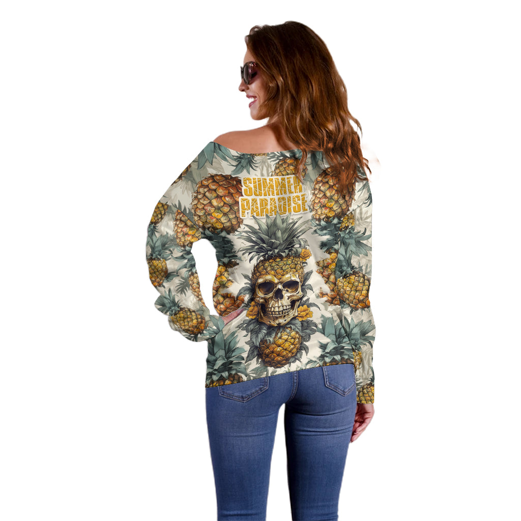 Pineapple Skull Off Shoulder Sweater Summer Paradise TS04 - Polynesian Pride