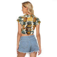 Pineapple Skull Raglan Cropped T Shirt Summer Paradise TS04 Female Multicolor - Polynesian Pride