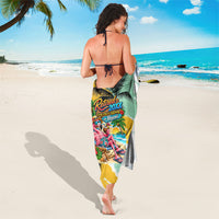 Hawaii Retirement Vacation Sarong Tropical Sunset Beach Pink Flamingo Surfboard Palm Tree TS04 - Polynesian Pride