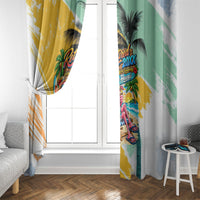 Hawaii Retirement Vacation Window Curtain Tropical Sunset Beach Pink Flamingo Surfboard Palm Tree TS04 - Polynesian Pride