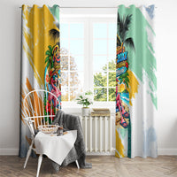 Hawaii Retirement Vacation Window Curtain Tropical Sunset Beach Pink Flamingo Surfboard Palm Tree TS04 - Polynesian Pride
