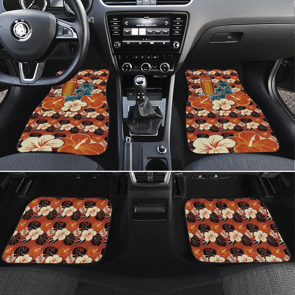 Hawaii 50th Birthday Car Mats Vintage 1976 Limited Edition Floral Surfboard Aloha Vibes TS04 Set 4pcs Orange Brown - Polynesian Pride
