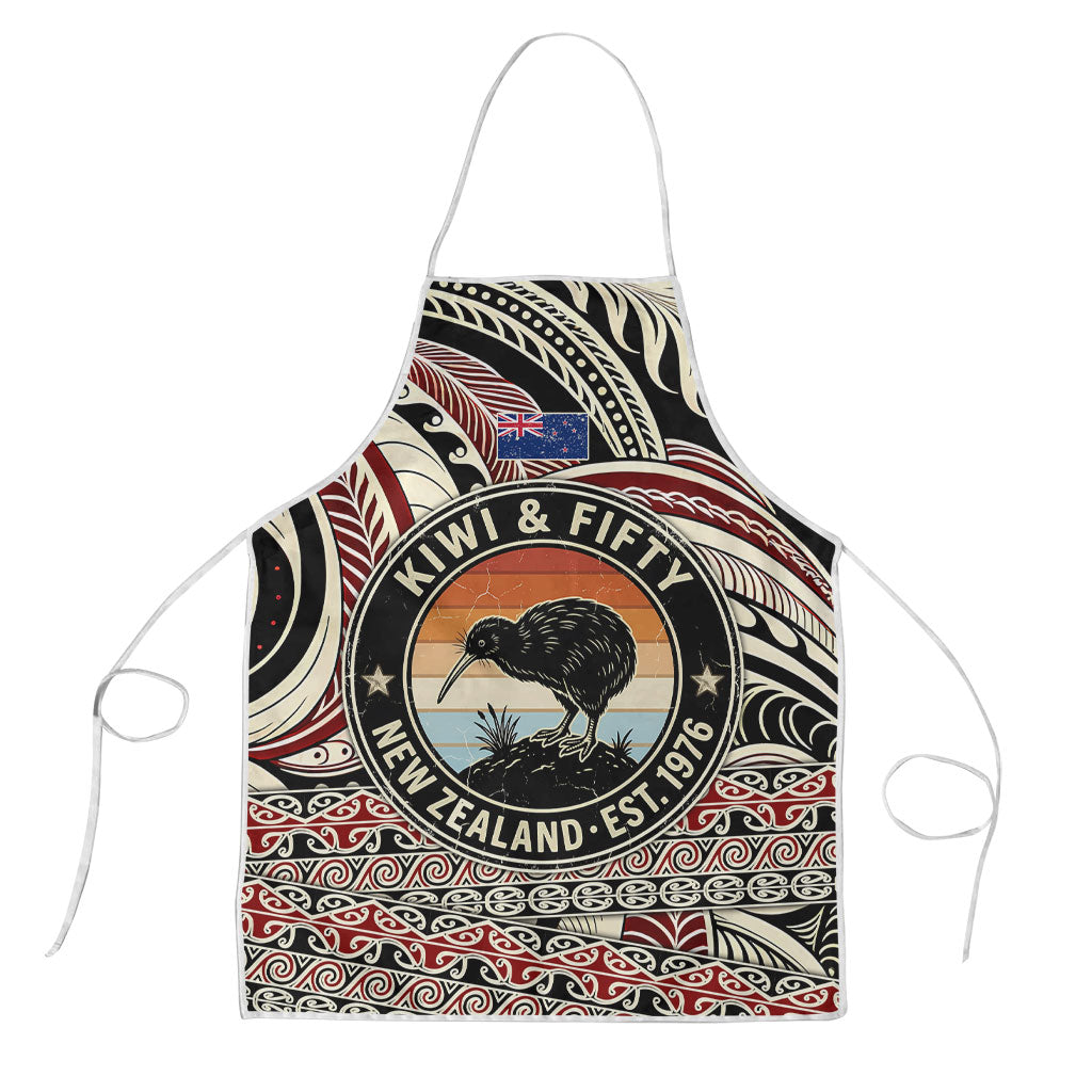 New Zealand 50th Birthday Kiwi Apron Vintage Est 1976 Kiwi Sunset Maori
