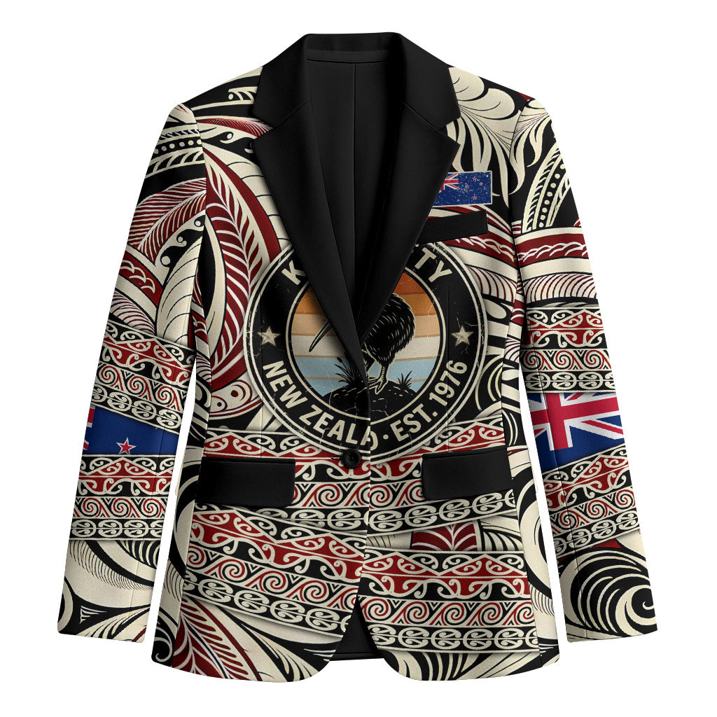 New Zealand 50th Birthday Kiwi Blazer Vintage Est 1976 Kiwi Sunset Maori TS04 Unisex Red Beige - Polynesian Pride