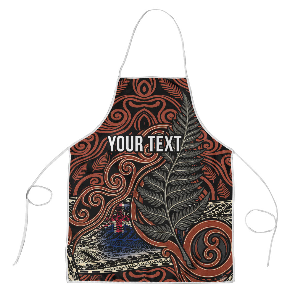 Personalised New Zealand 50th Birthday Apron Aotearoa Tribal Pattern Silver Fern Flag