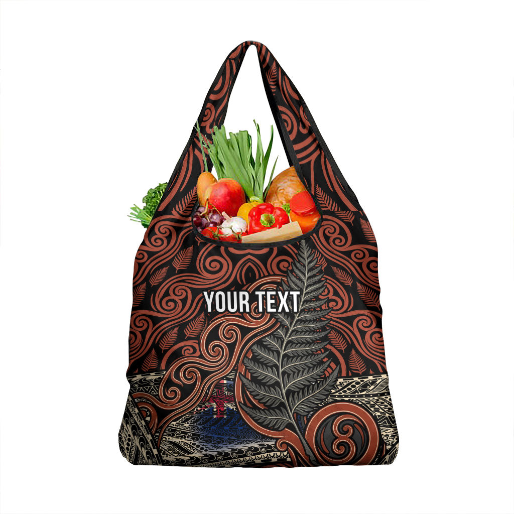Personalised New Zealand 50th Birthday Grocery Bag Aotearoa Tribal Pattern Silver Fern Flag TS04 1-pack One Size Red Black - Polynesian Pride