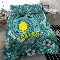 Palau Official Seal Flag Bedding Set Tribal Pattern Ocean Marine Life Tropical Hibiscus TS04 - Polynesian Pride
