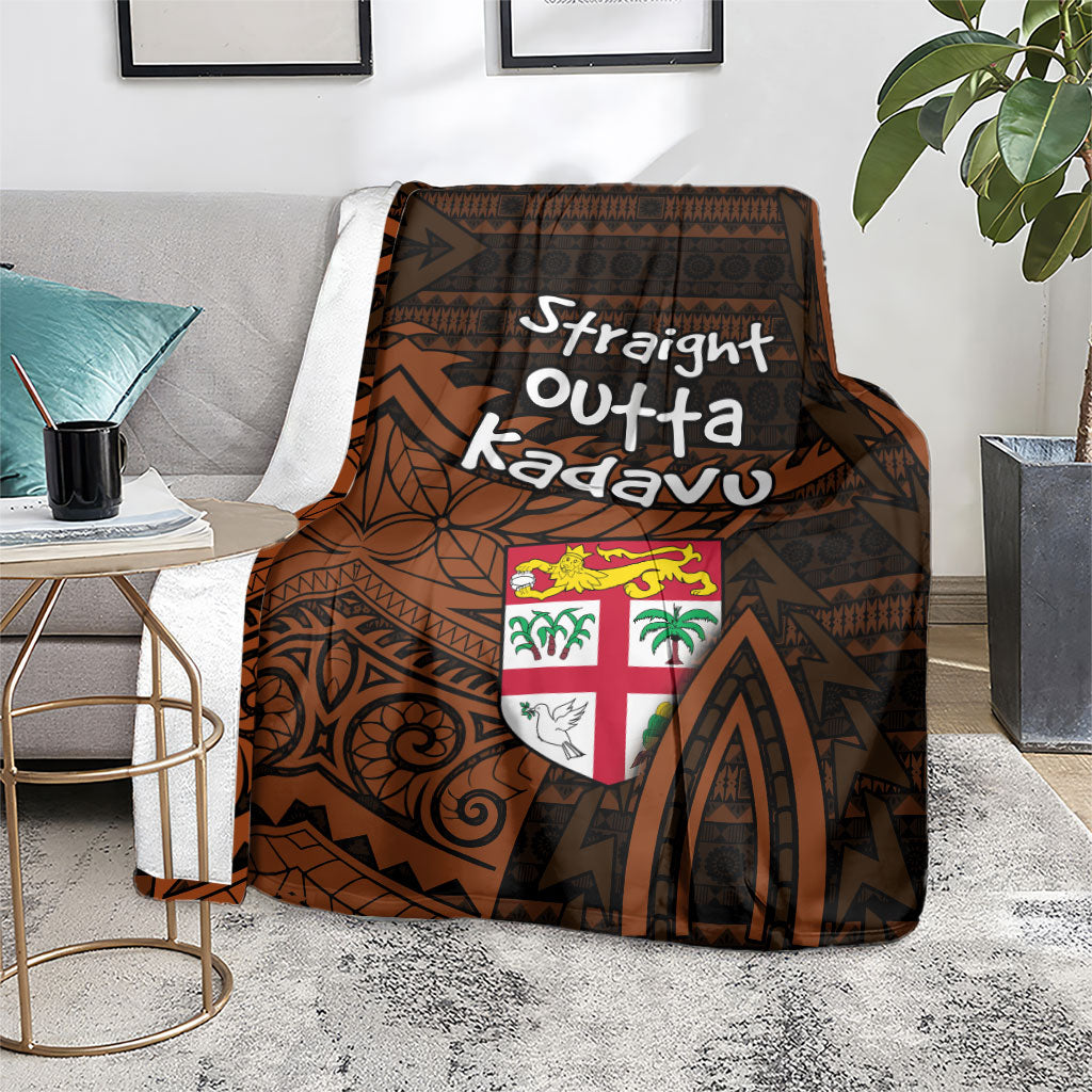 Straight Outta Kadavu Fiji Blanket Tribal Polynesian Tattoo Coat Of Arms Flag