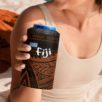 Straight Outta Kadavu Fiji 4 in 1 Can Cooler Tumbler Tribal Polynesian Tattoo Coat Of Arms Flag