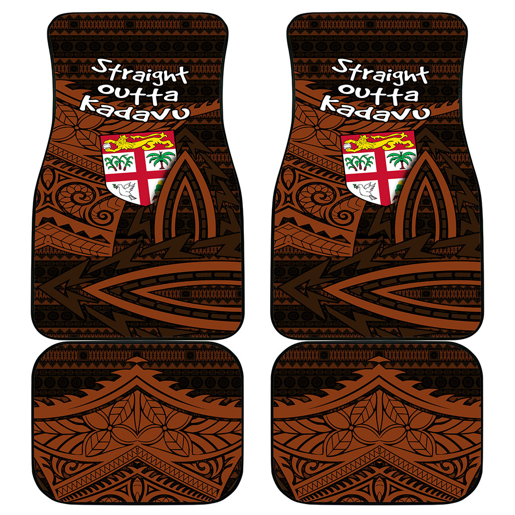 Straight Outta Kadavu Fiji Car Mats Tribal Polynesian Tattoo Coat Of Arms Flag
