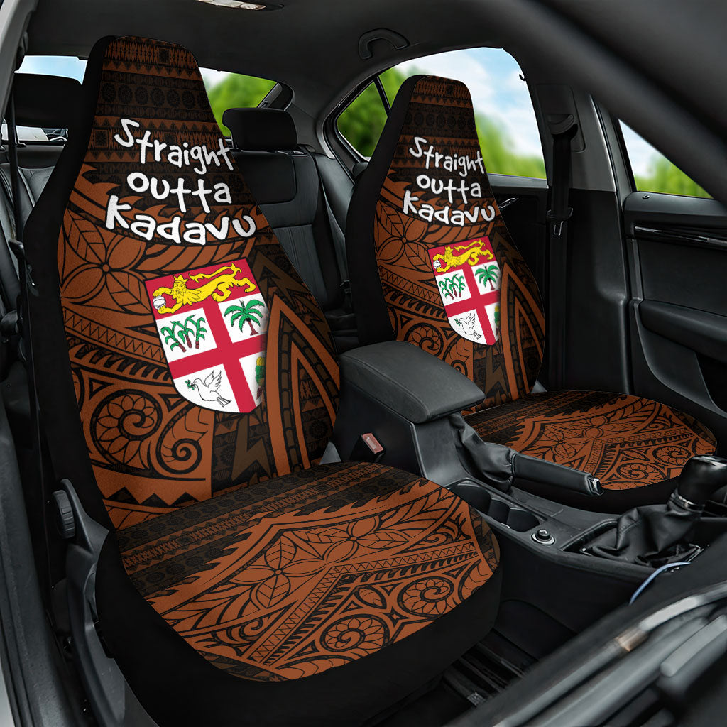 Straight Outta Kadavu Fiji Car Seat Cover Tribal Polynesian Tattoo Coat Of Arms Flag TS04 One Size Brown Black - Polynesian Pride