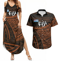 Straight Outta Kadavu Fiji Couples Matching Summer Maxi Dress and Hawaiian Shirt Tribal Polynesian Tattoo Coat Of Arms Flag