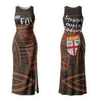 Straight Outta Kadavu Fiji Couples Matching Tank Maxi Dress and Hawaiian Shirt Tribal Polynesian Tattoo Coat Of Arms Flag