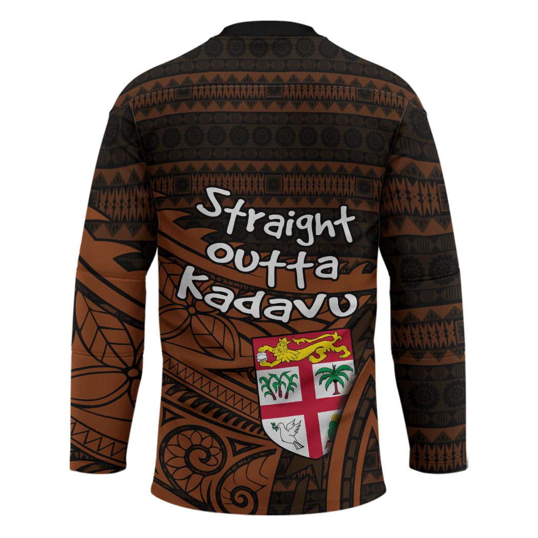 Straight Outta Kadavu Fiji Hockey Jersey Tribal Polynesian Tattoo Coat Of Arms Flag