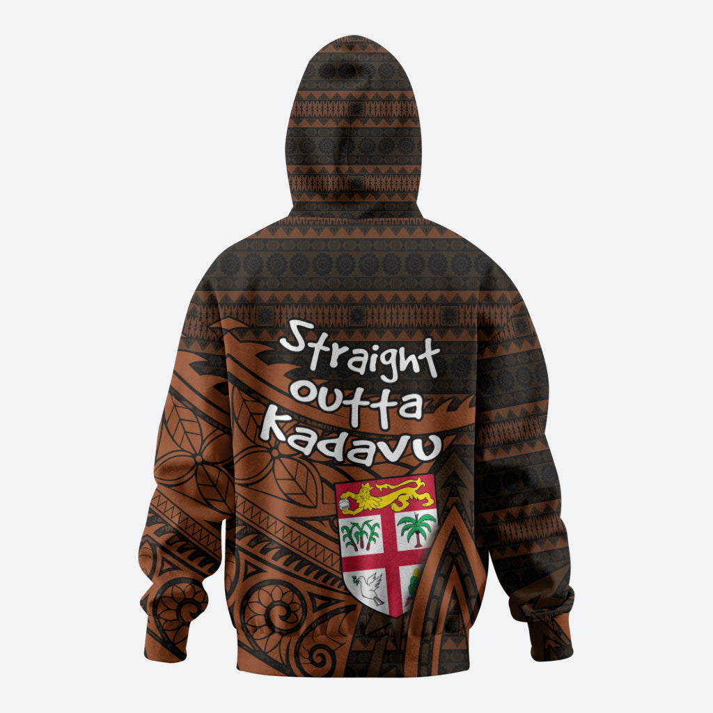 Straight Outta Kadavu Fiji Hoodie Tribal Polynesian Tattoo Coat Of Arms Flag