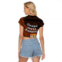 Straight Outta Kadavu Fiji Raglan Cropped T Shirt Tribal Polynesian Tattoo Coat Of Arms Flag