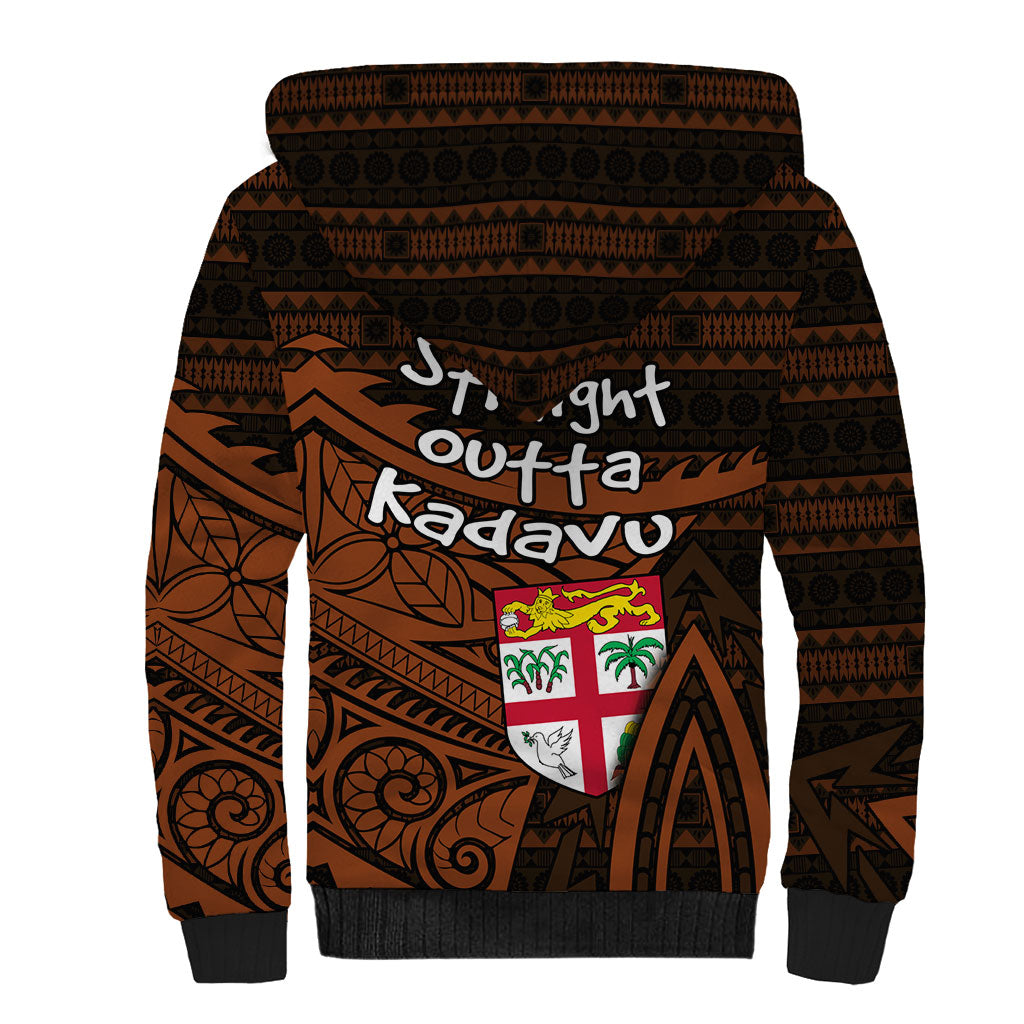 Straight Outta Kadavu Fiji Sherpa Hoodie Tribal Polynesian Tattoo Coat Of Arms Flag