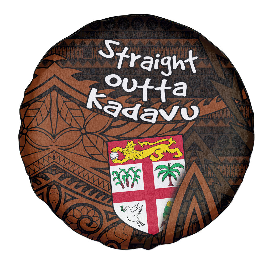 Straight Outta Kadavu Fiji Spare Tire Cover Tribal Polynesian Tattoo Coat Of Arms Flag